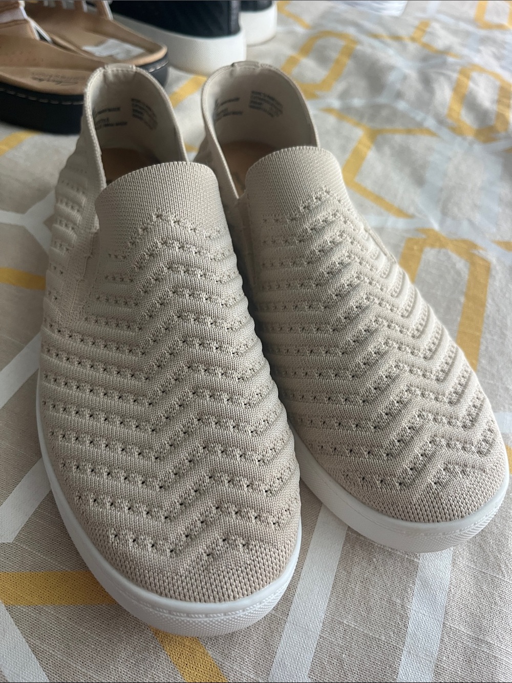 Sonoma Beige Knit Slip-On Sneakers